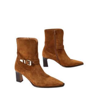 Mint Velvet Blair Tan Suede Buckled Ankle Boots